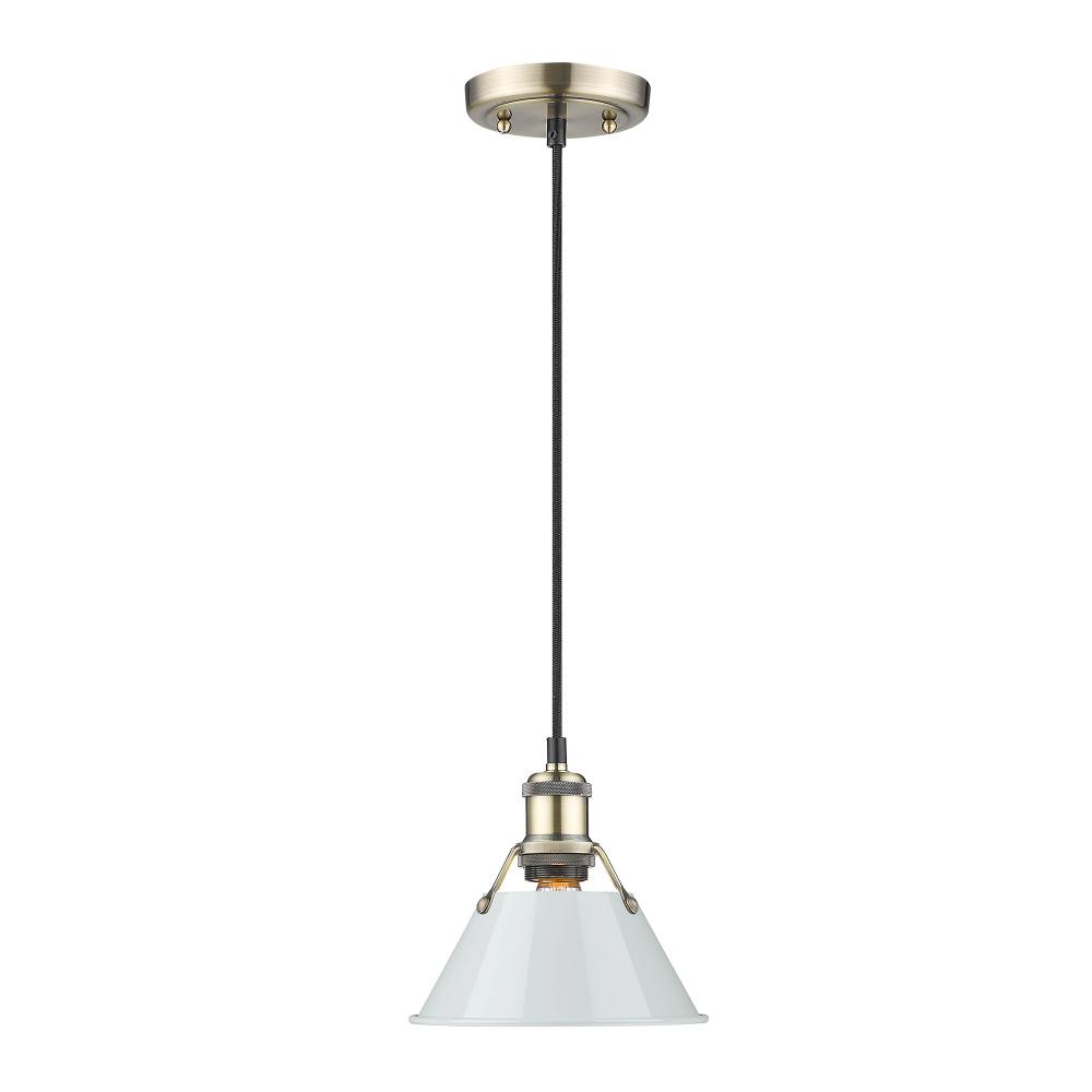 Orwell AB Small Pendant - 7 in Aged Brass with Dusky Blue shade