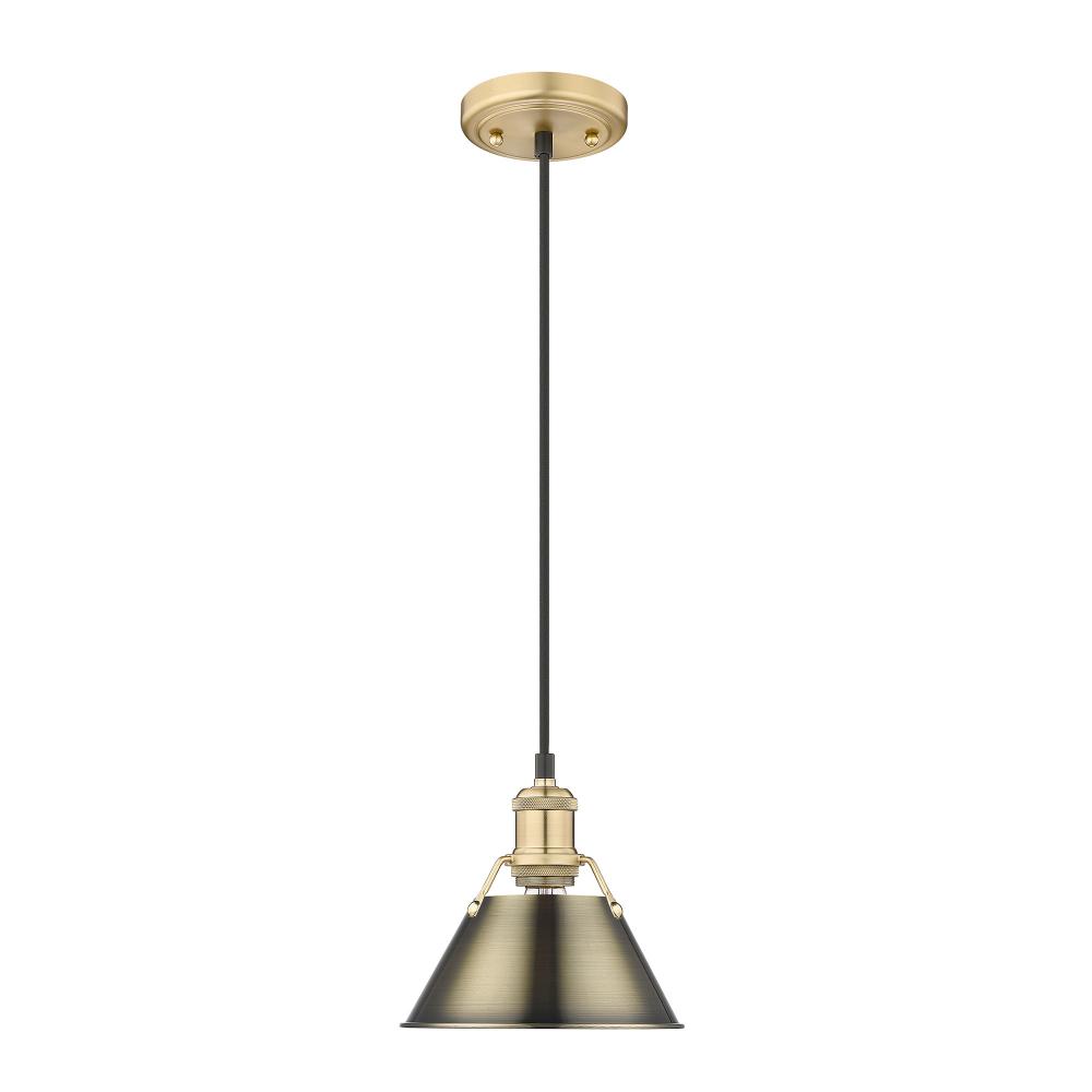 Orwell BCB Small Pendant - 7 in Brushed Champagne Bronze with Aged Brass shade