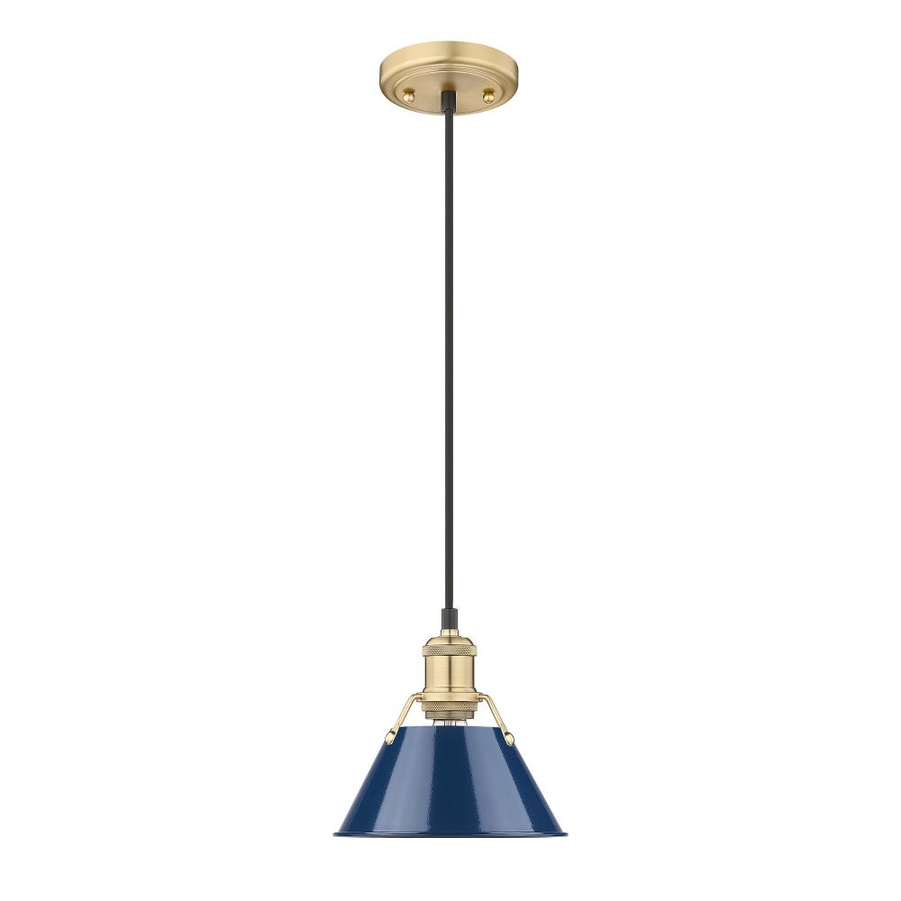 Orwell BCB Small Pendant - 7 in Brushed Champagne Bronze with Matte Navy shade
