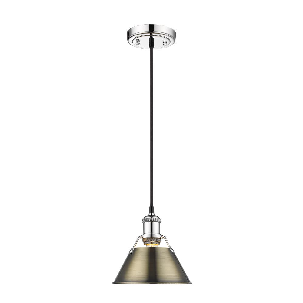Orwell CH Small Pendant - 7 in Chrome with Aged Brass shade