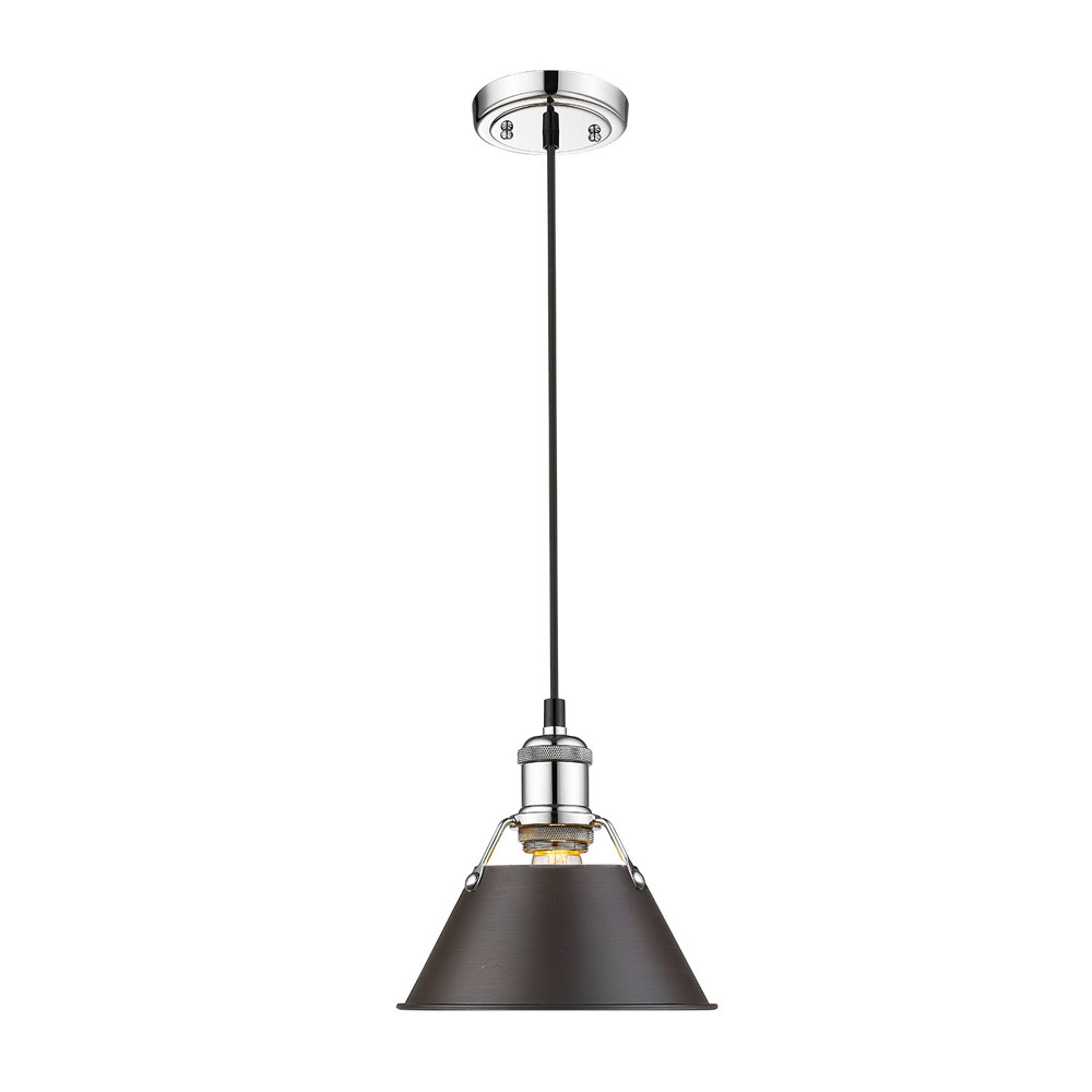 Orwell CH Small Pendant - 7" in Chrome with Rubbed Bronze shade