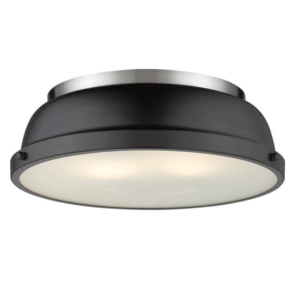 Duncan 14" Flush Mount in Pewter with a Matte Black Shade