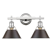 Golden 3306-BA2 CH-RBZ - Orwell CH 2 Light Bath Vanity in Chrome with Rubbed Bronze shades