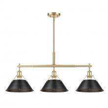Golden 3306-LP BCB-BLK - Orwell BCB 3 Light Linear Pendant in Brushed Champagne Bronze with Matte Black shades