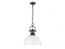 Golden 3602-L BLK-WHT - Duncan 1-Light Pendant with Chain in Matte Black with Matte White