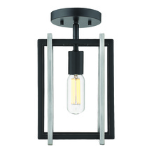 Golden 6070-1SF BLK-PW - Tribeca 1-Light Semi-Flush in Matte Black with Pewter Accents