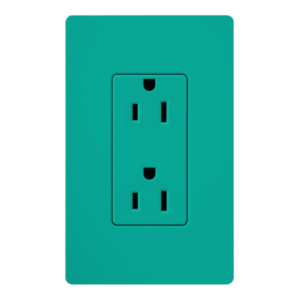 SATIN COLOR 15 AMP RECEPTACLE TURQUOISE