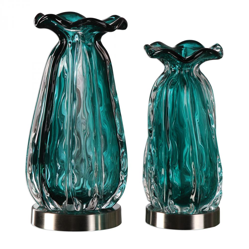 Uttermost Gabriela Teal Glass Vases S 2 20146 Wolberg