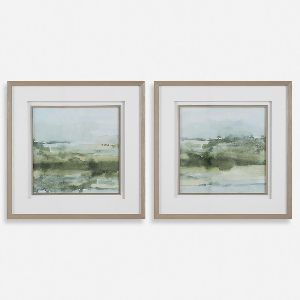 Uttermost Soft Sage Abstract Landscape Prints Set/2