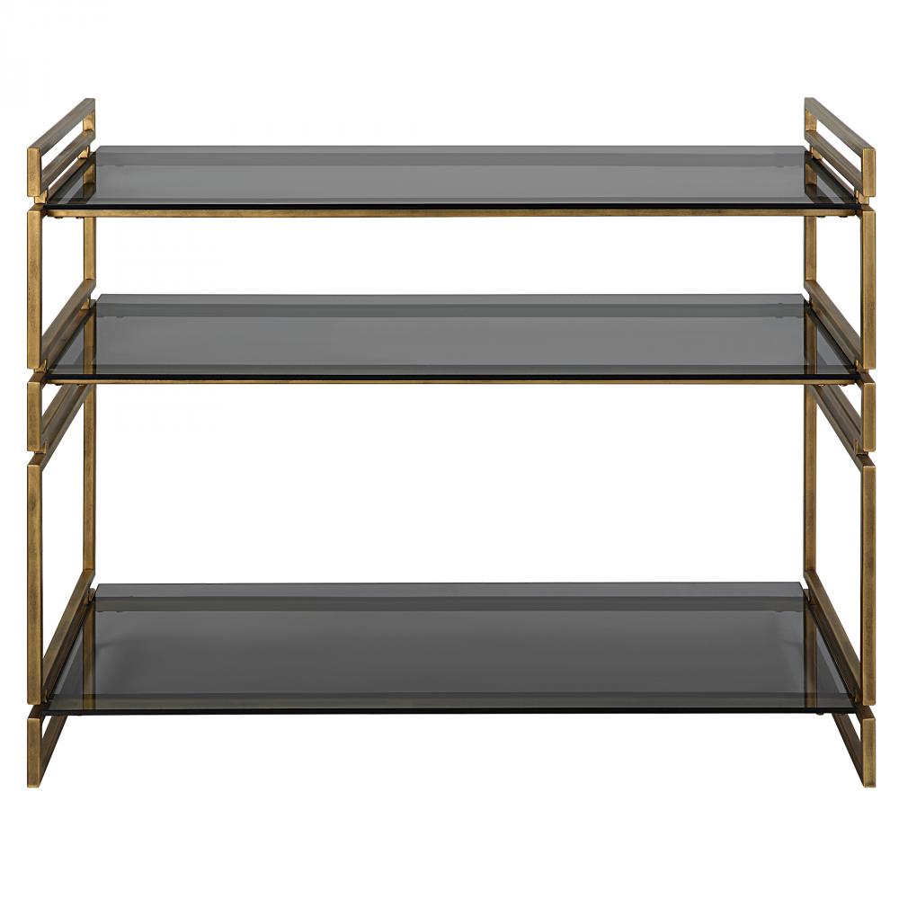 Stacked Up Gray Glass Console Table