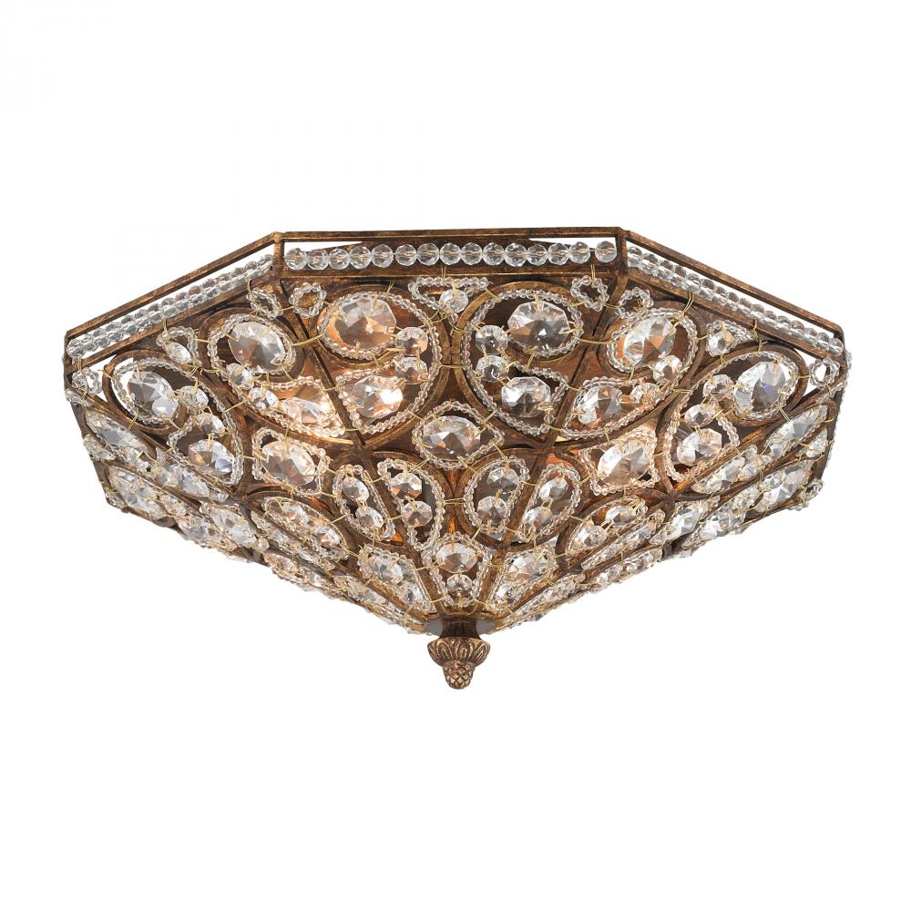 Four Light Spanish Bronze Bowl Flush Mount