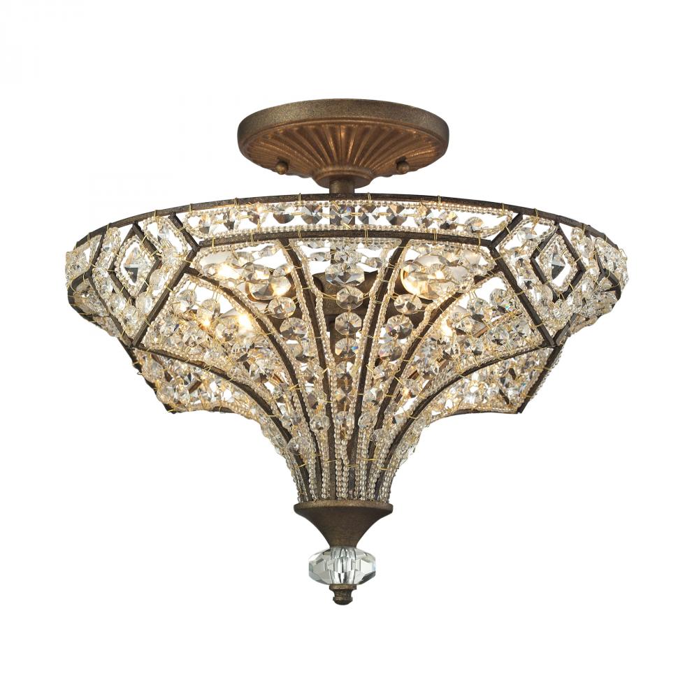 Jausten 4 Light Semi Flush In Antique Bronze