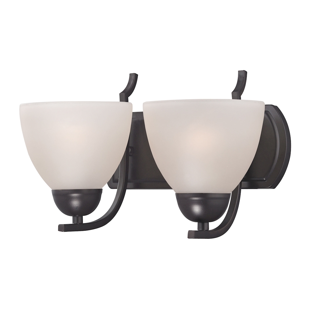 Thomas - Kingston 2-Light Vanity Light in Oil Rubbed Bronze with White Glass