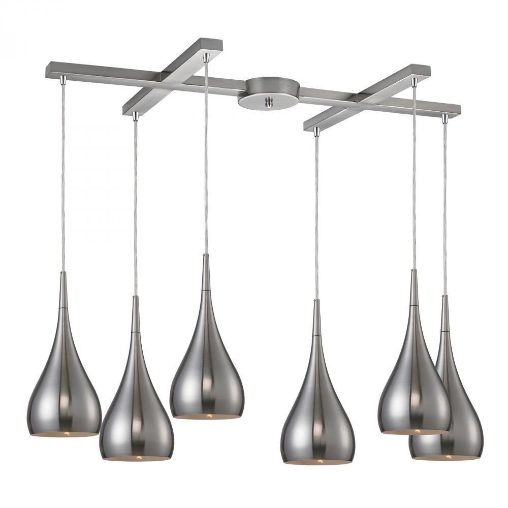 Lindsey 6 LED Light Pendant In Satin Nickel