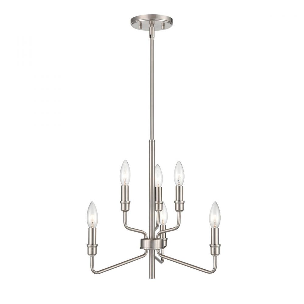 Saginaw 18'' Wide 6-Light Chandelier - Satin Nickel