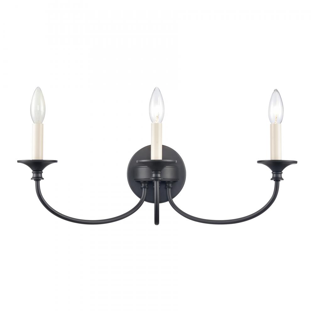 Cecil 22'' Wide 3-Light Vanity Light - Matte Black