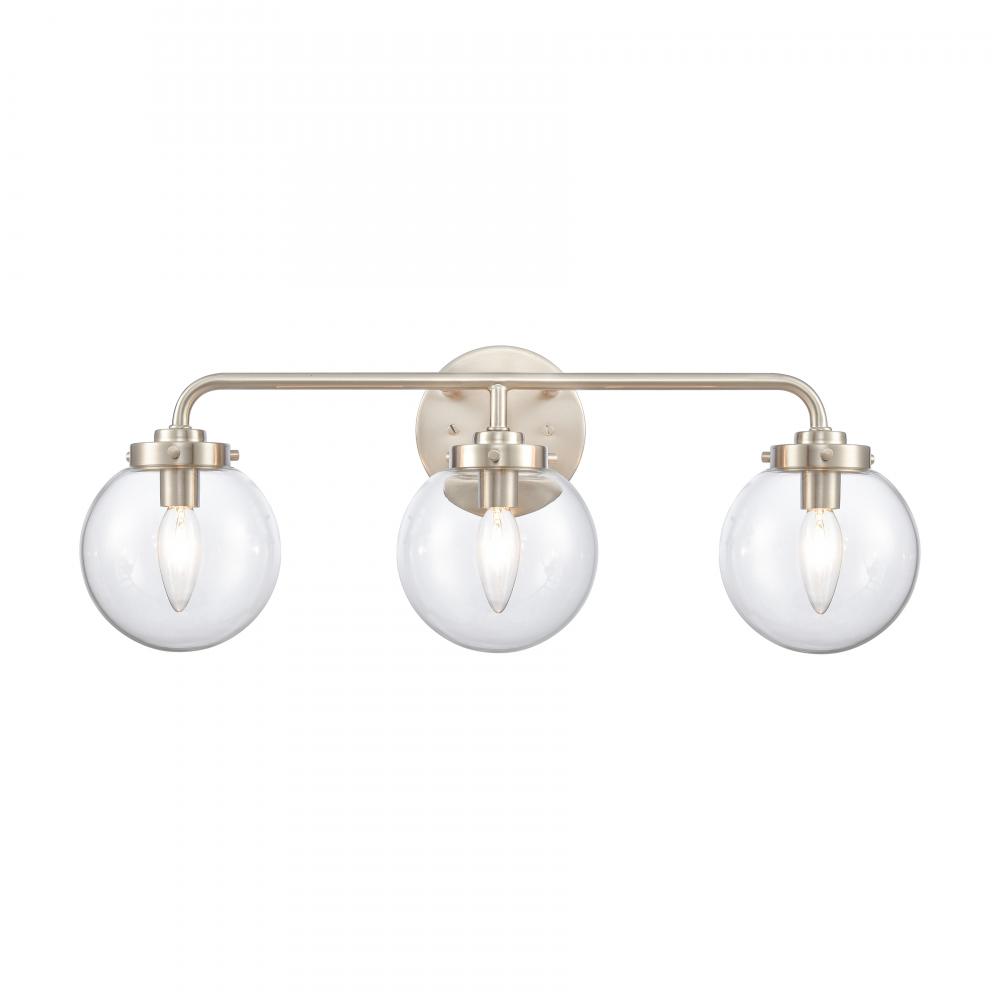 Fairbanks 22.75'' Wide 3-Light Vanity Light - Brushed Nickel and Clear