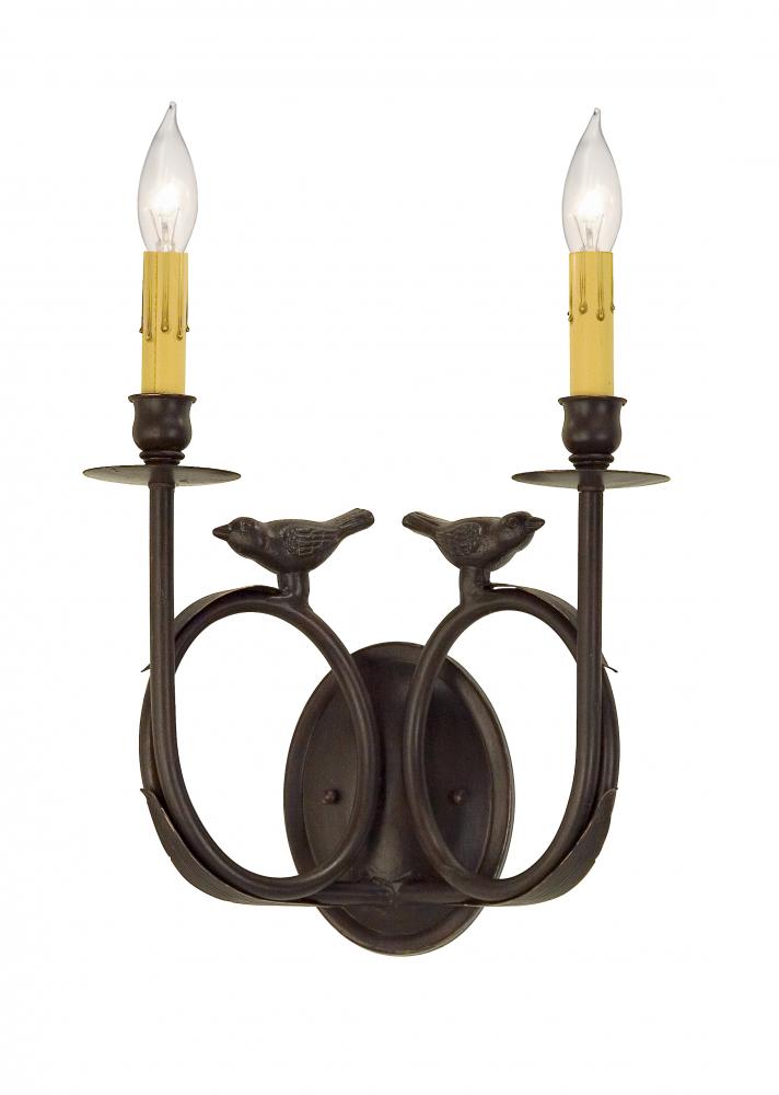 12" Wide Ornith 2 Light Wall Sconce