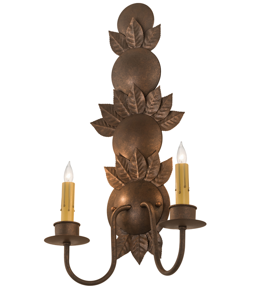 12" Wide Tole Leaf 2 LT Wall Sconce
