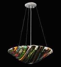 Meyda White 114438 - 18"W Metro Fusion Penna Di Pavone Glass Inverted Pendant