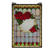 Meyda White 119443 - 14"W X 20"H Morgan Rose Stained Glass Window