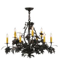 Meyda White 144383 - 32" Wide Oak Leaf & Acorn 9 Light Chandelier