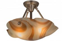 Meyda White 163440 - 17.5" Wide Metro Fusion Cognac Swirl Semi-Flushmount