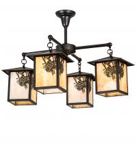 Meyda White 237225 - 32" Wide Seneca Winter Pine 4 Light Chandelier