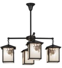 Meyda White 60911 - 32"W Seneca Winter Pine 4 LT Chandelier