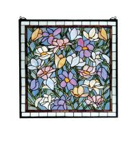 Meyda White 66278 - 22"W X 22"H Sugar Magnolia Stained Glass Window