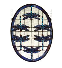 Meyda White 78087 - 22"W X 30"H Dragonflies Oval Stained Glass Window